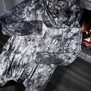 Chacha Vente Top‎ Women XL Tie Dye Cowl Neck Asymmetrical Long Sleeve Tunic